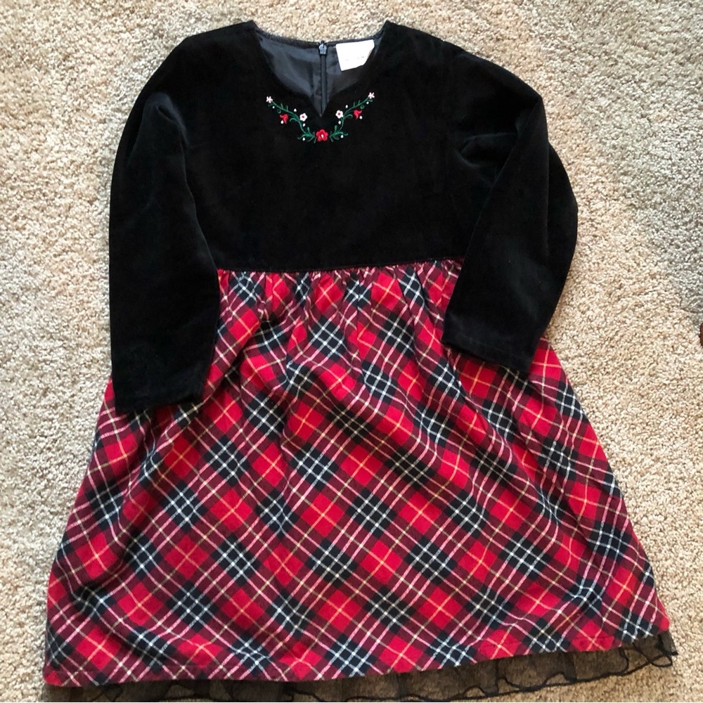 Hanna Andersson Velvet & Flannel Christmas Dress holiday 110 5 lace